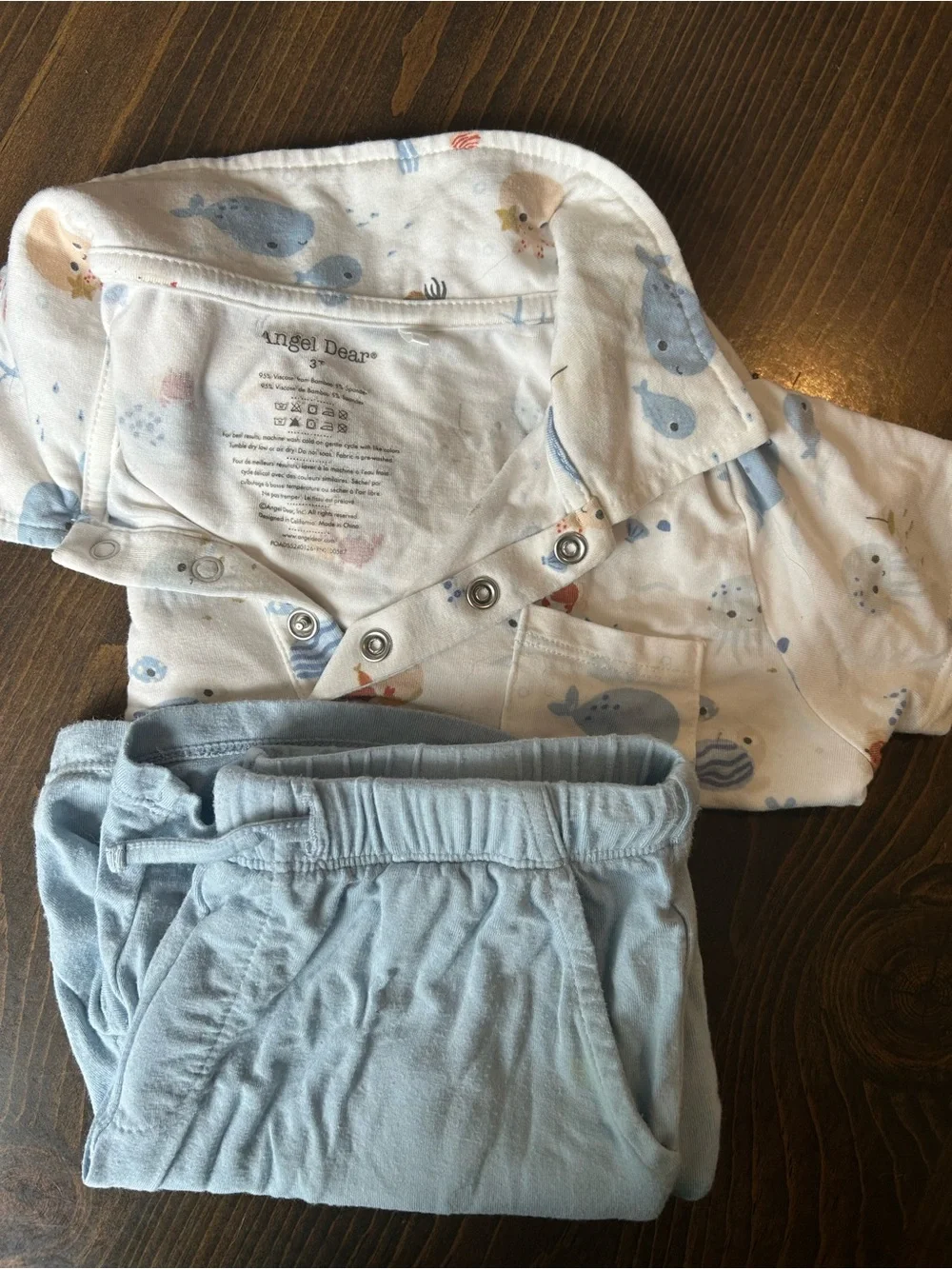 Angel Dear Boys 3T Ocean Print Polo Shirt + Blue Shorts Set